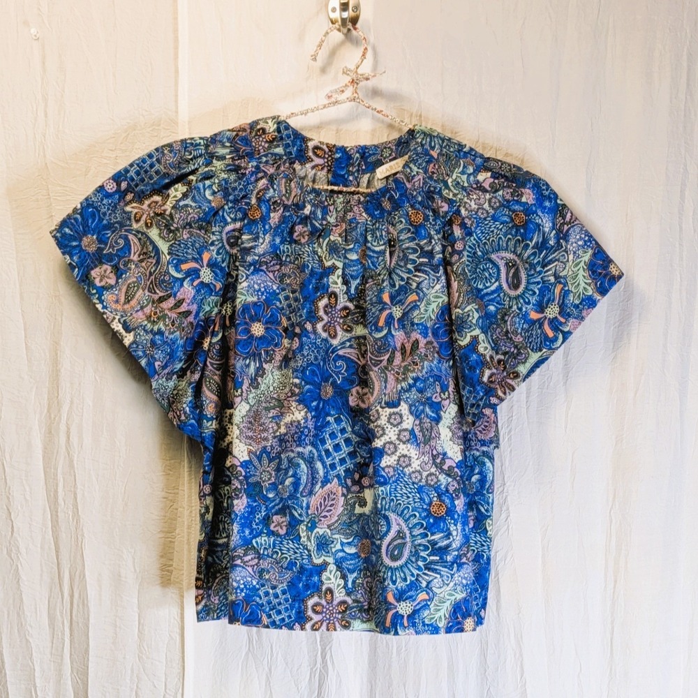Marie Oliver SS Blouse Floral Cotton Top Small Luxury Seamlessly Meets Everyday